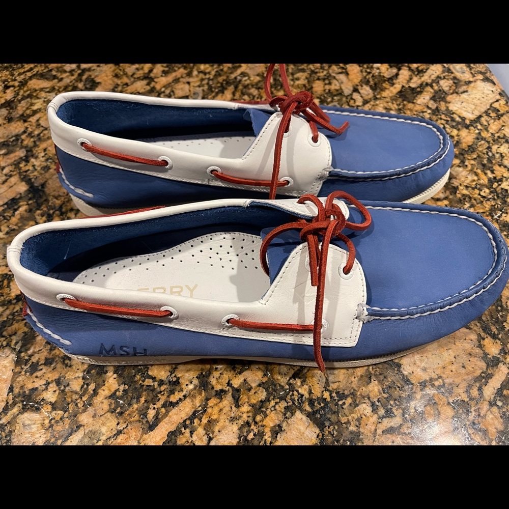 Sperry Top-Sider Red White & Blue Loafer boat shoe (w/ blue MSH Monogram)